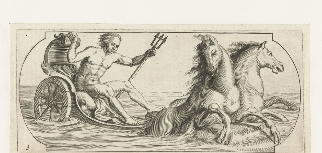Neptün bir arabada Nouveau Livre des Dieux et Deeßes De la Marine Bouckje Deniz Tanrıları ve Tanrıçaları (dizi başlığı) by Hendrick de Keyser (I)