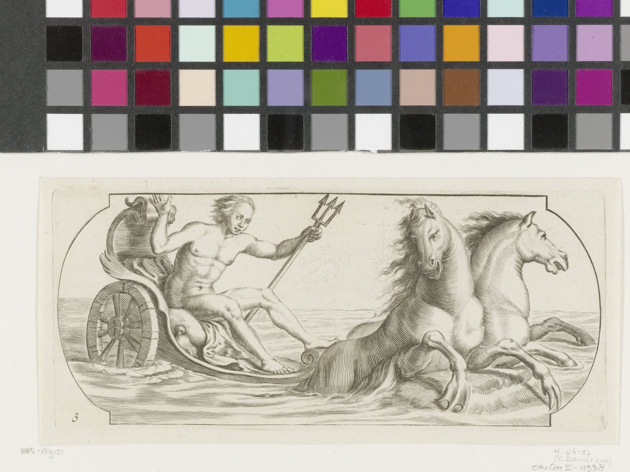 Neptün bir arabada Nouveau Livre des Dieux et Deeßes De la Marine Bouckje Deniz Tanrıları ve Tanrıçaları (dizi başlığı) by Hendrick de Keyser (I)