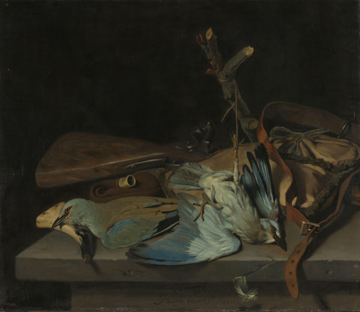 Av aletleri ve kuşlar ile natürmort by Hendrick ten Oever