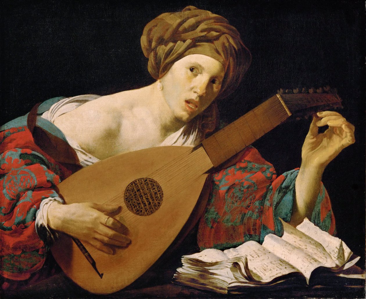 Ud Oyuncusu - Hendrick Jansz Terbrugghen (ter Brugghen) (1588-1629). Tuval üzerine yağlı boya, yaklaşık 1627. Ebat : 71x85 cm. Sanat Tarihi Müzesi, Viyana by Hendrick ter Brugghen