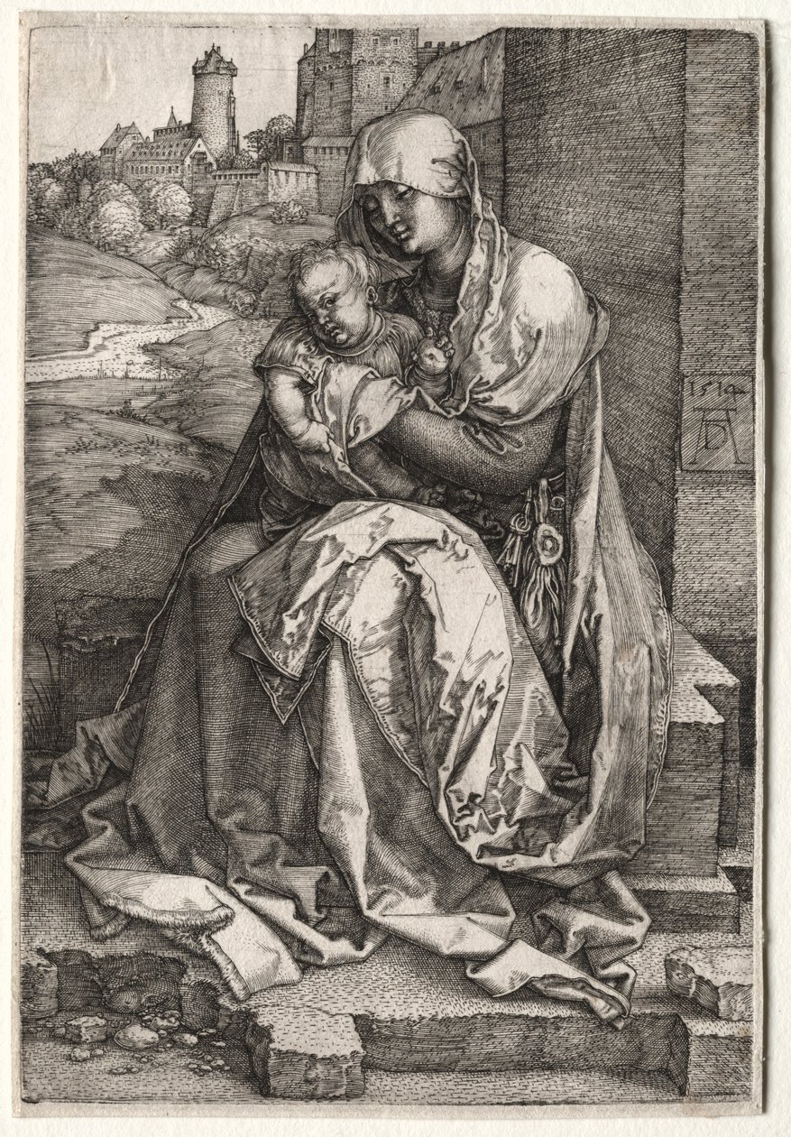 Duvarın Yanında Oturan Bakire ve Çocuk by Hendrick ter Brugghen