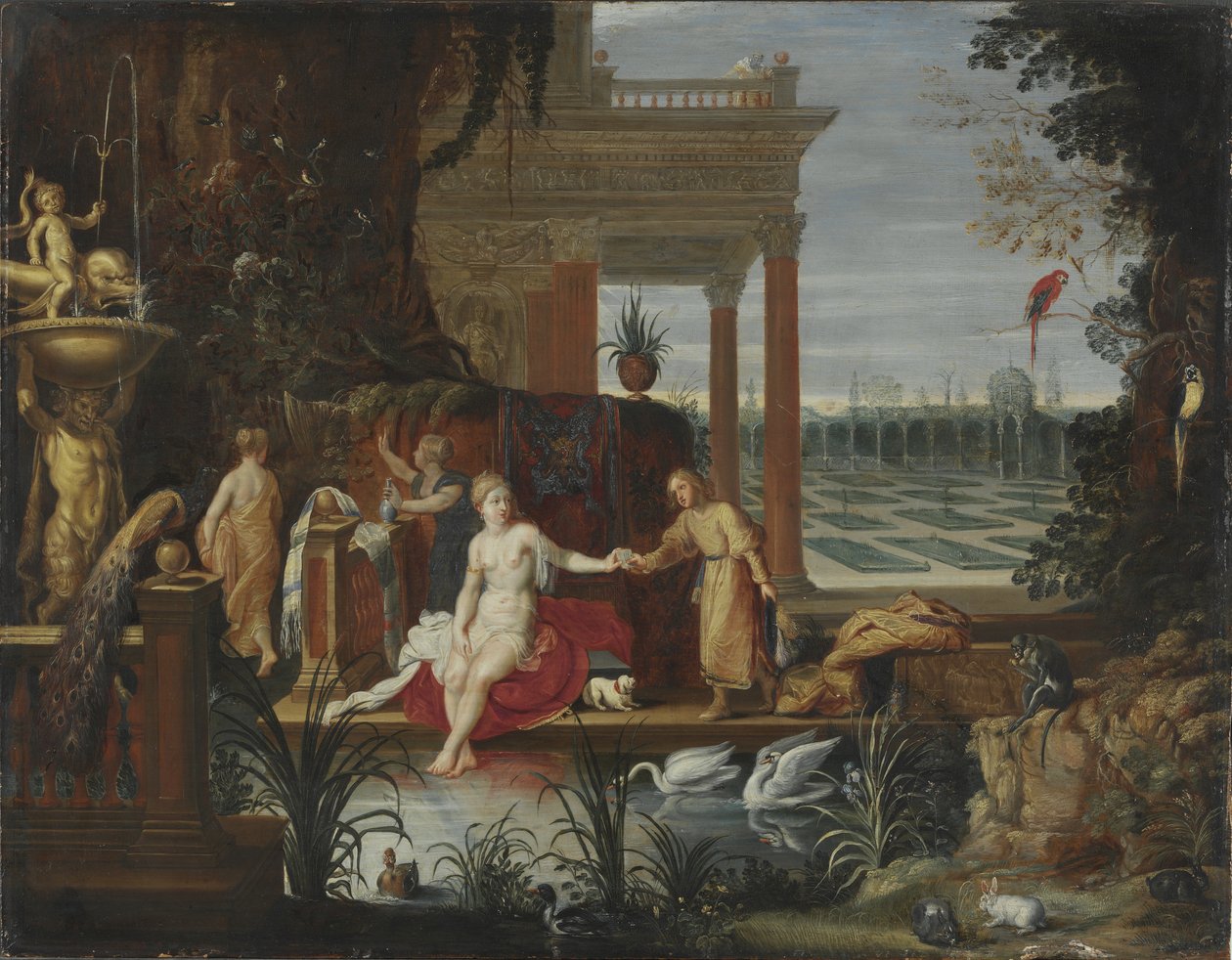 Bathseba Banyoda Kral Davut'tan Mektubu Alırken, c.1600 by Hendrick van Balen