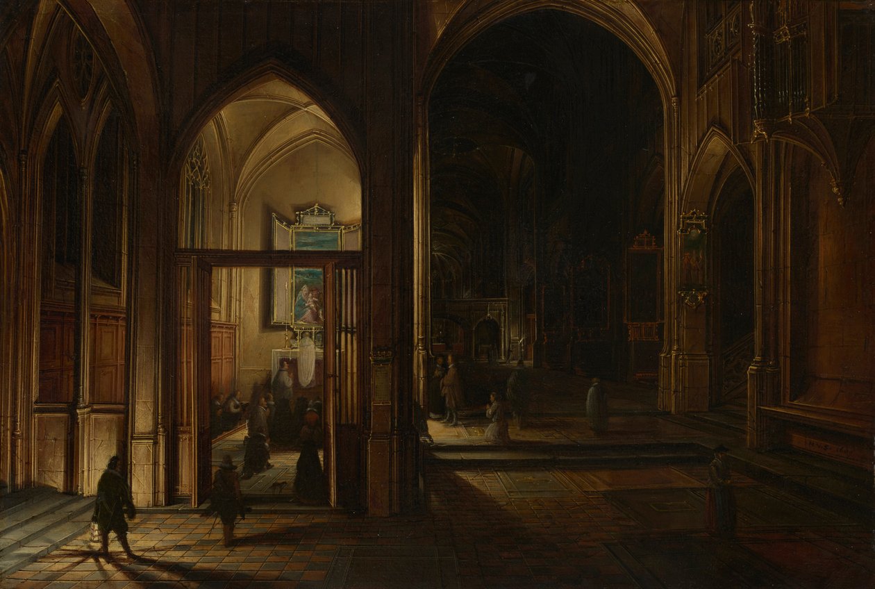 Geceleri bir Gotik Kilisenin İçi by Hendrick van Steenwijk the Younger