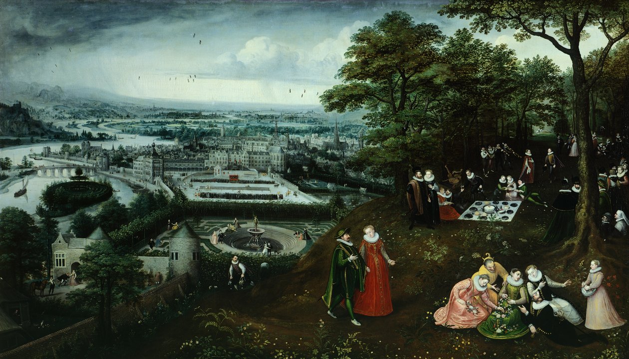 İlkbaharda Peyzaj Detayı, yazan Lucas van Valkenborch (yaklaşık 1530-1597) by Hendrick van den (1530 97) Broeck