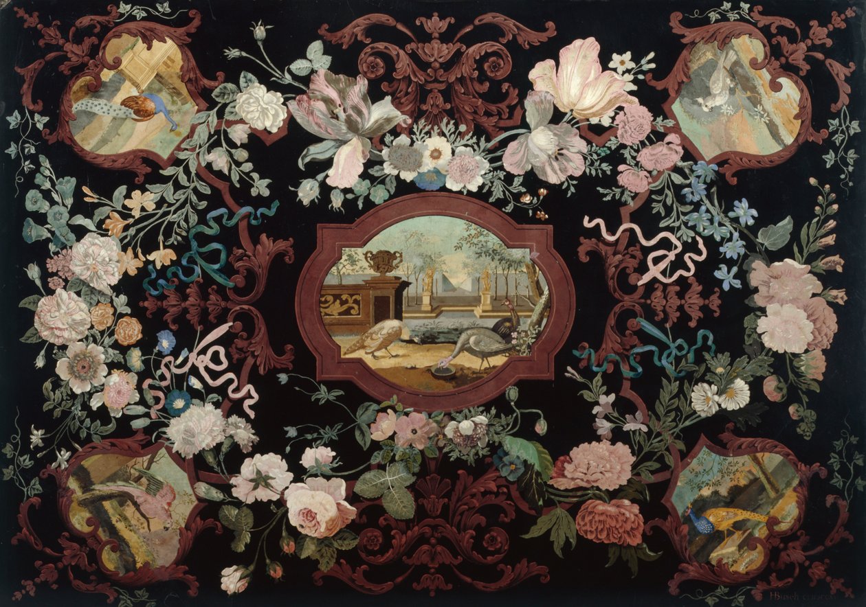 Scagolia masa tablası, 1715 (boyalı ahşap) by Hendrik Busch
