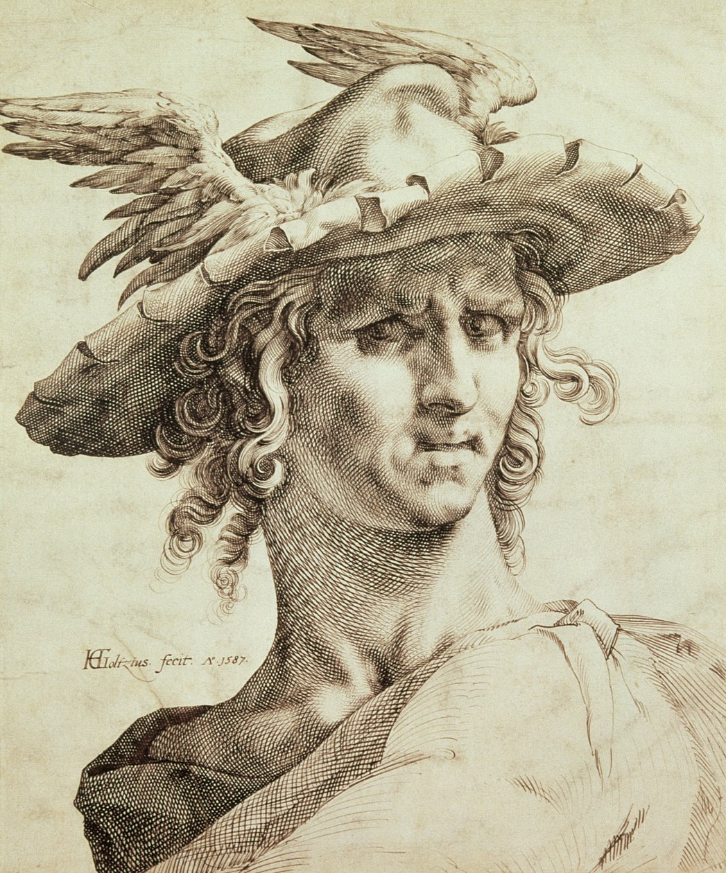 ಮರ್ಕ್ಯುರಿ (ಪೆನ್ಸಿಲ್) ಟರ್ಕಿ by Hendrik Goltzius