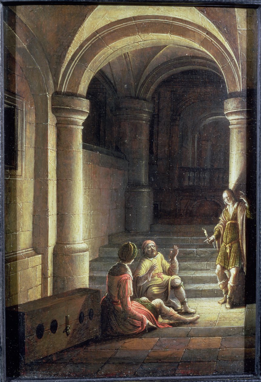 Yusuf hapishanede fırıncı ve uşağın rüyalarını yorumluyor, 1624 by Hendrik the Younger Steenwyck