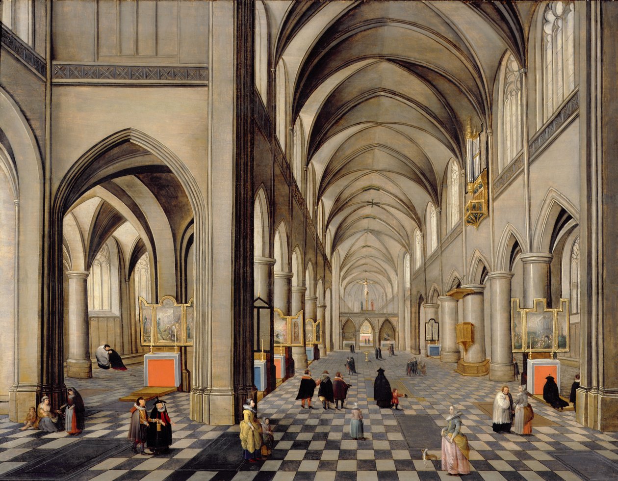 Gotik bir kilisenin içi by Hendrik the Younger Steenwyck