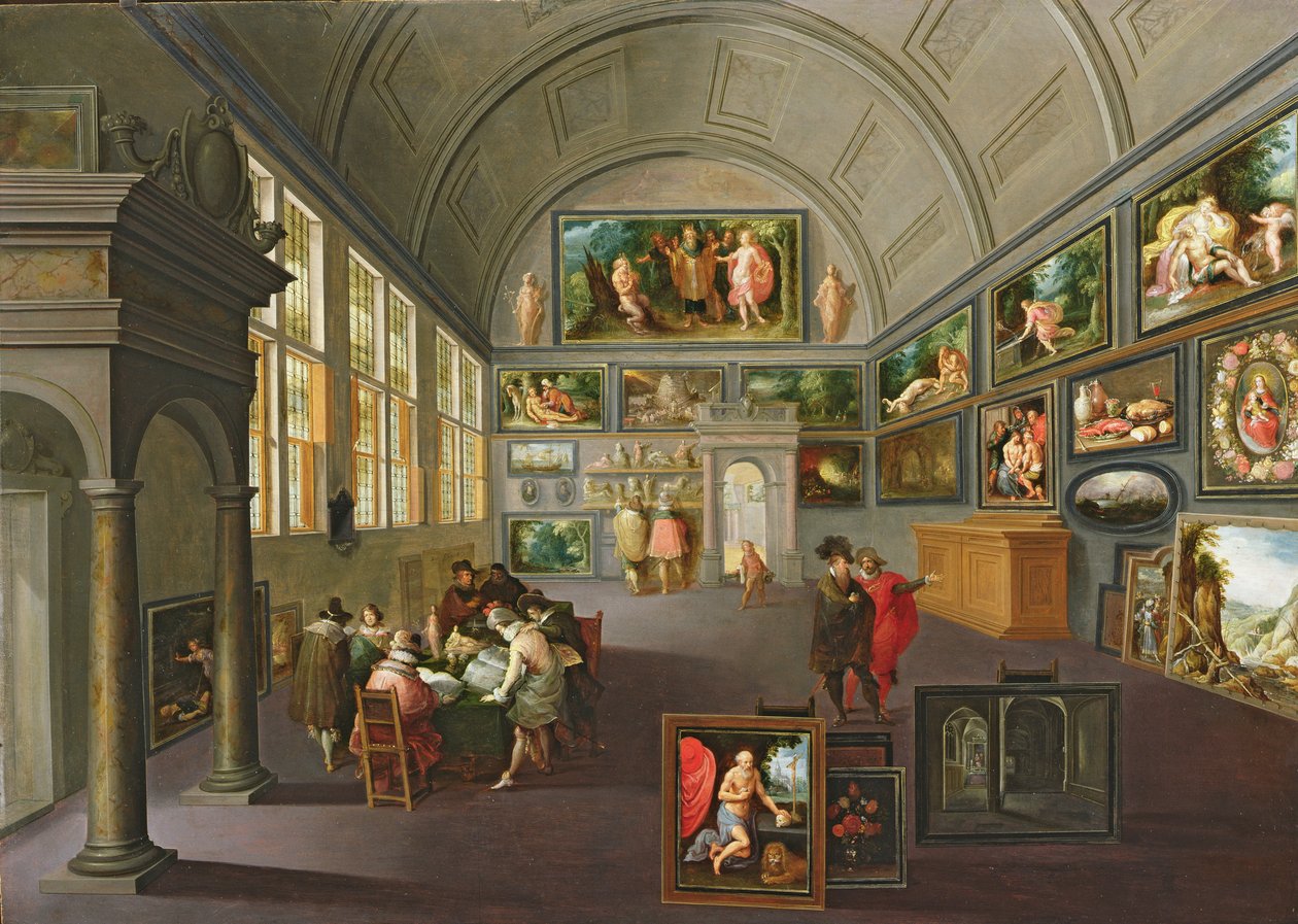 Bir resim galerisinin içi by Hendrik the Younger Steenwyck