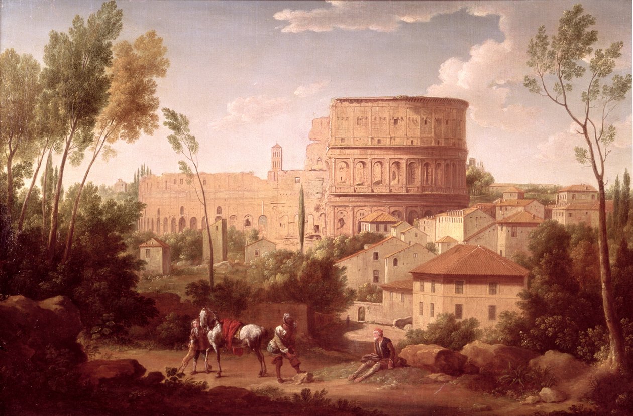 Bir Gezginle Kolezyum'dan Bir Görünüm, 1731 by Hendrik van Lint