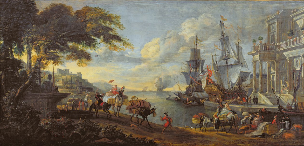 Doğuya ait bir limanın görünümü, 1688 by Hendrik van Minderhout
