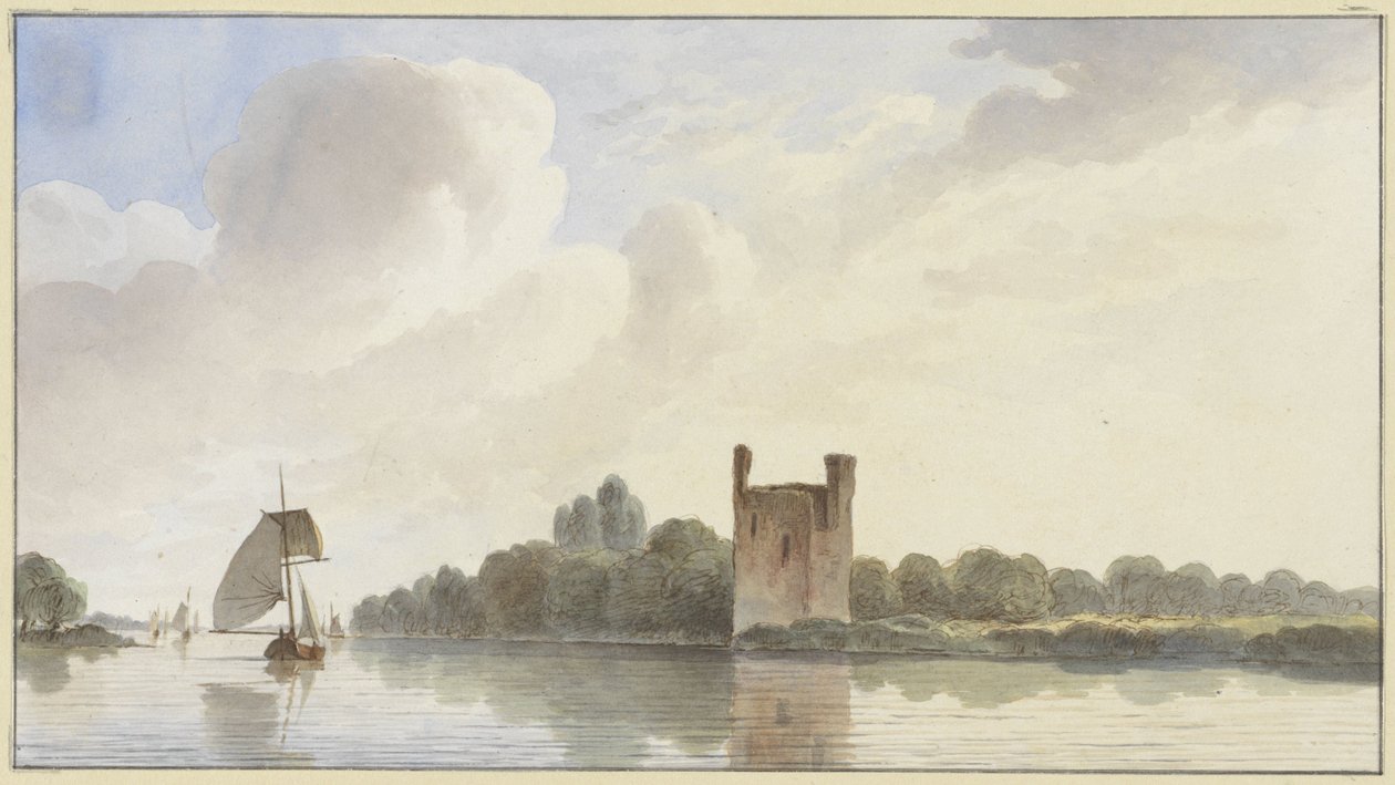 Maas üzerinde Dordrecht yakınlarındaki Huis te Merwede kalıntıları by Hendrik Abraham Klinkhamer