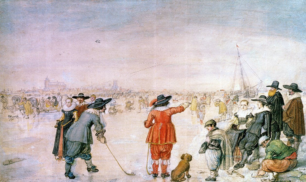 Kampen yakınlarındaki Ijssel Nehri üzerinde Buz üzerinde Golf by Hendrik Avercamp
