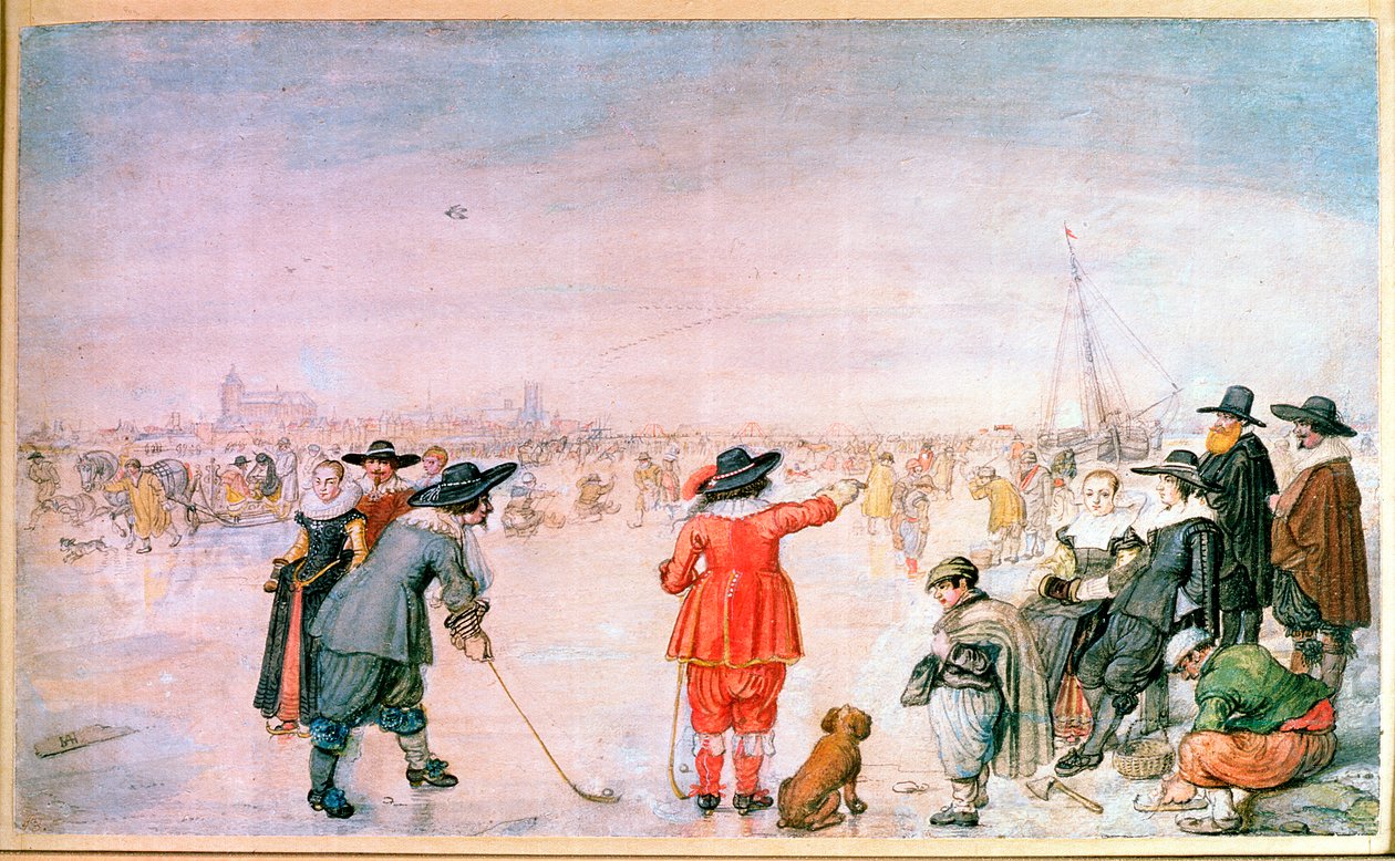 Kampen yakınlarındaki Ijssel Nehri üzerinde Buz üzerinde Golf by Hendrik Avercamp