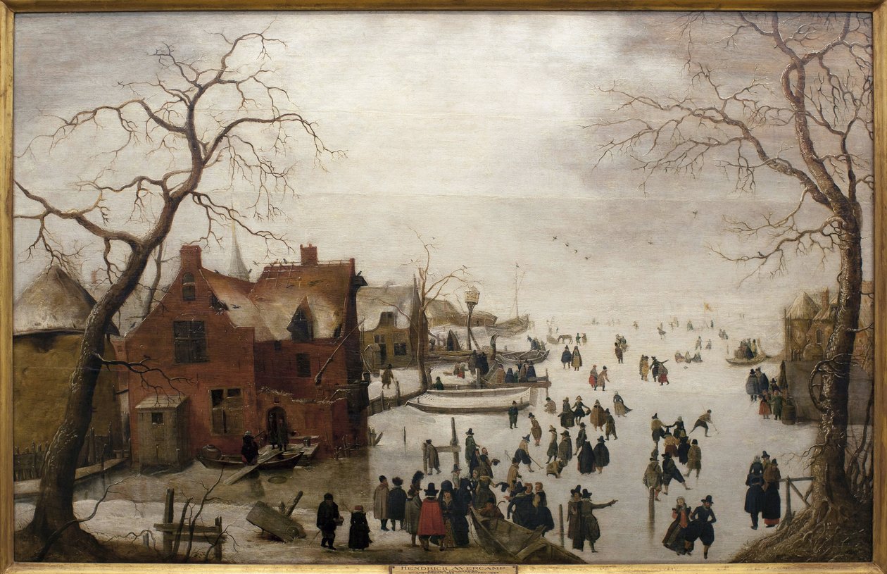 Kış Sahnesi - Hendrick Avercamp (1585-1634), ahşap üzerine yağlı boya, yaklaşık 1620 (Kış sahnesi, Hendrick Avercamp tarafından, panel üzerine yağlı boya, yaklaşık 1620) - Musee d