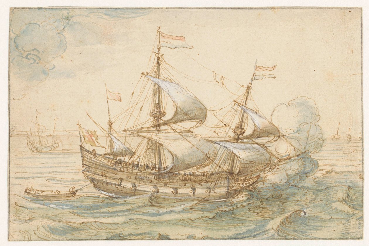 Denizde savaş gemisi by Hendrick Cornelisz. Vroom