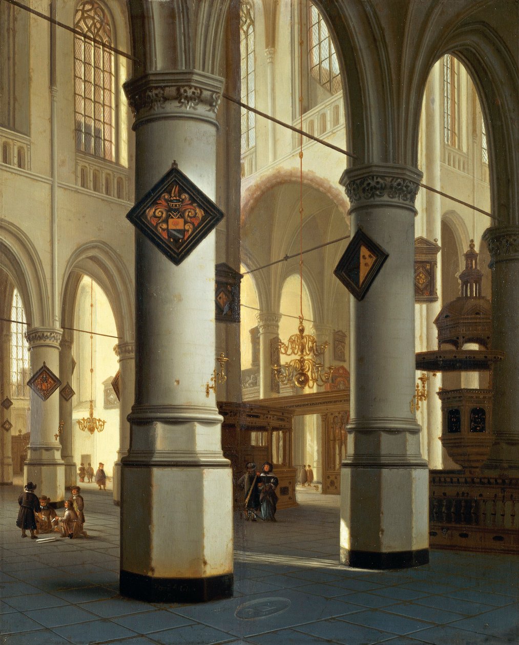 Delft'teki Die Oudekerk'in (eski kilise) görünümü (Resim by Hendrik Cornelisz. van Vliet