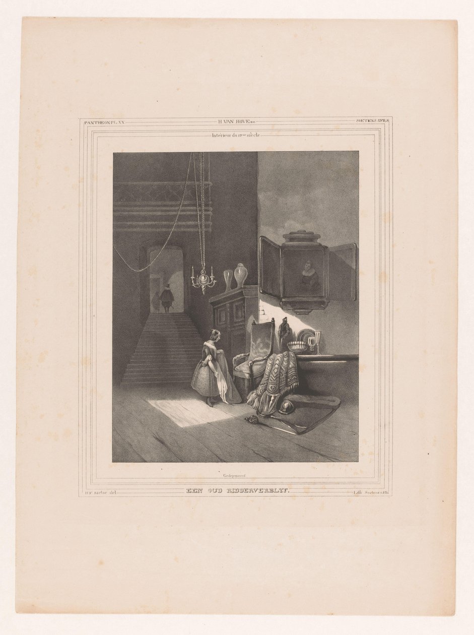 Kadın iç Intérieur du 17me siècle / Eski bir şövalyenin konutu (nesne üzerindeki başlık) by Hendrik Frederik Sartor