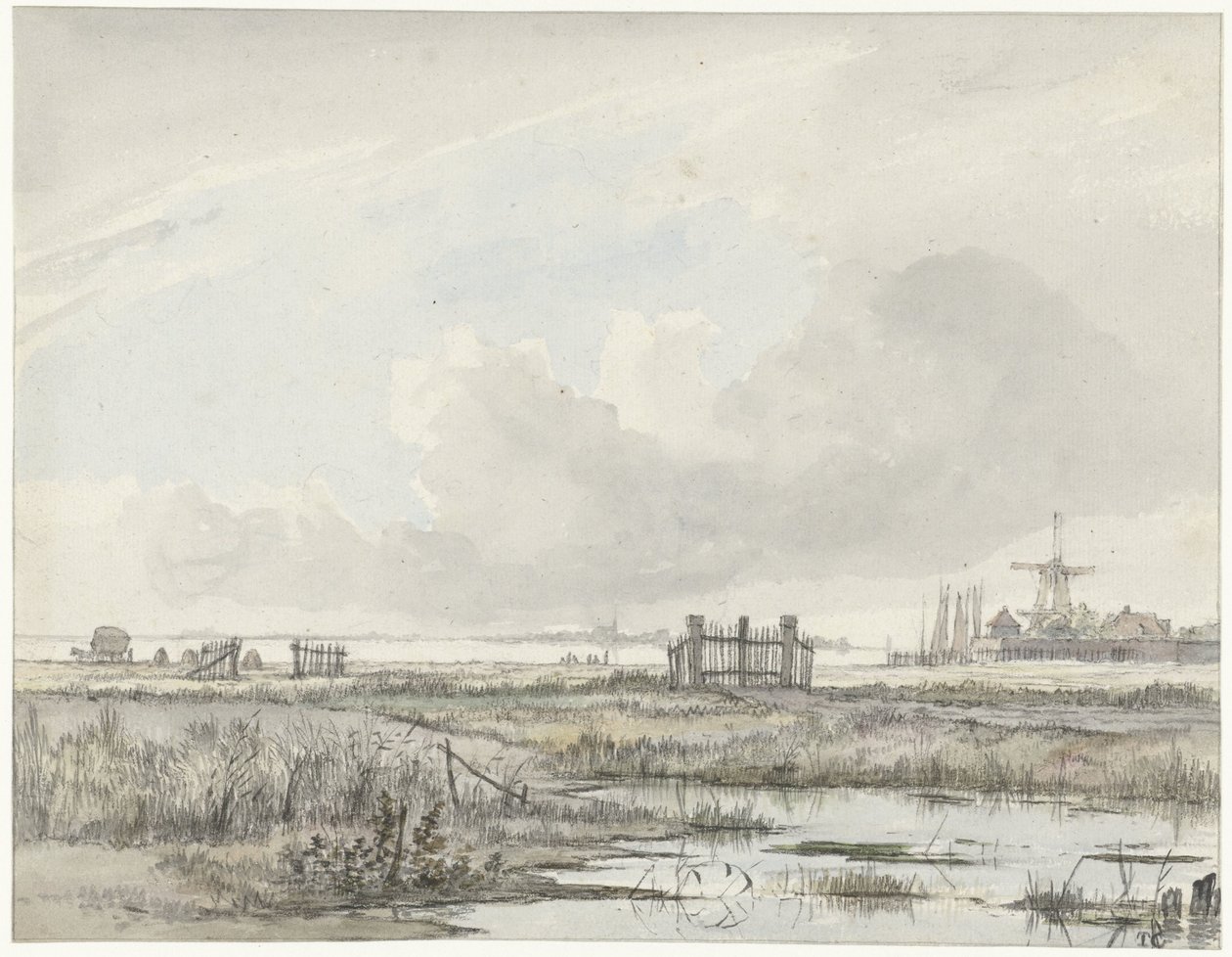 Bir şehrin dışındaki bataklık manzarası by Hendrik Gerrit ten Cate