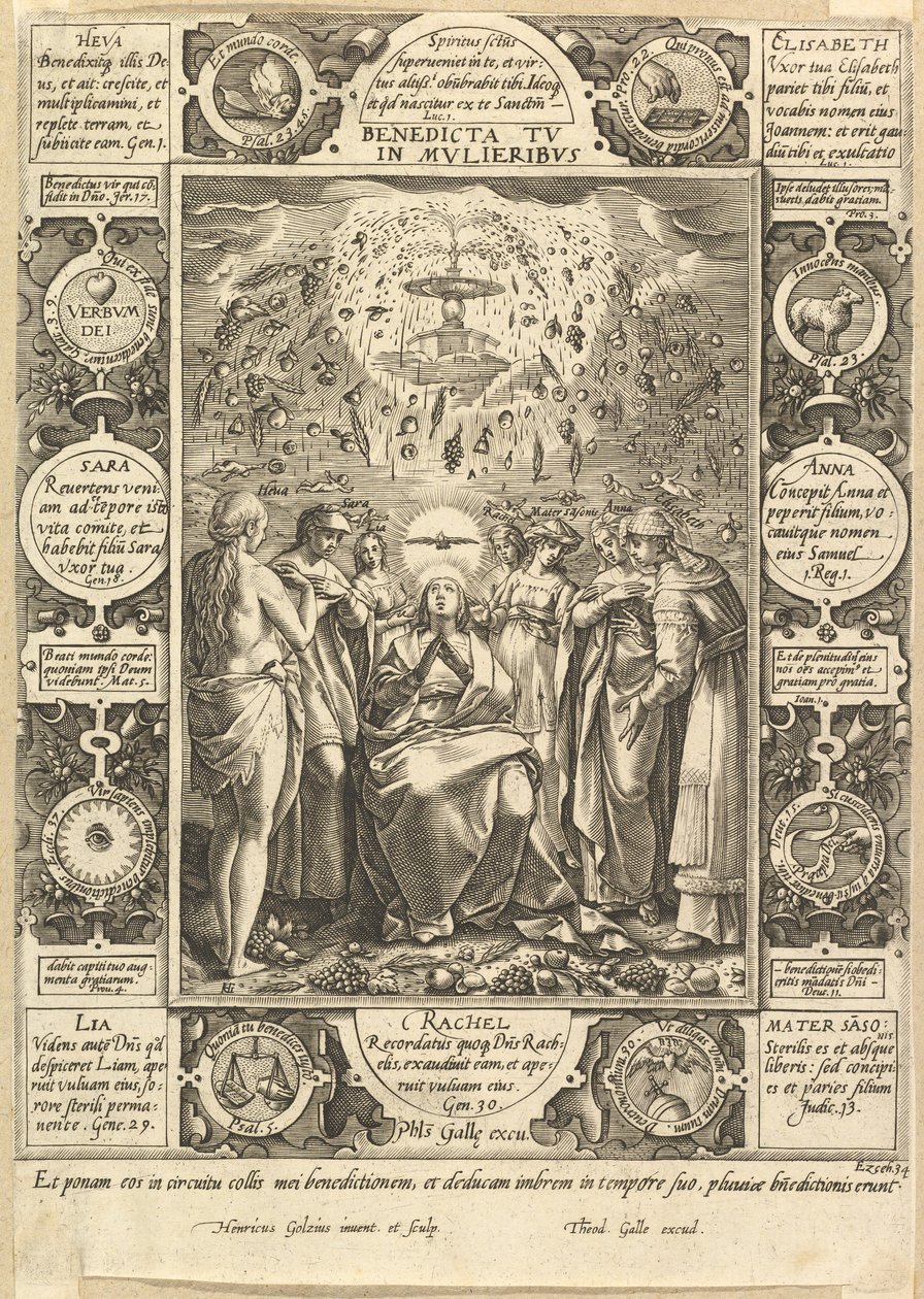Hıristiyan ve Küfür Alegorilerinden kadınlar arasında kutsanmışsın. by Hendrik Goltzius