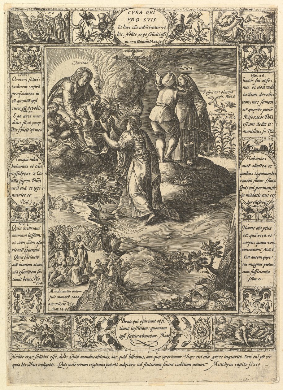 Cura Dei Pro Suis, Hristiyan İnancının Alegorilerinden, Hristiyan ve Profane Alegorilerinden. by Hendrik Goltzius