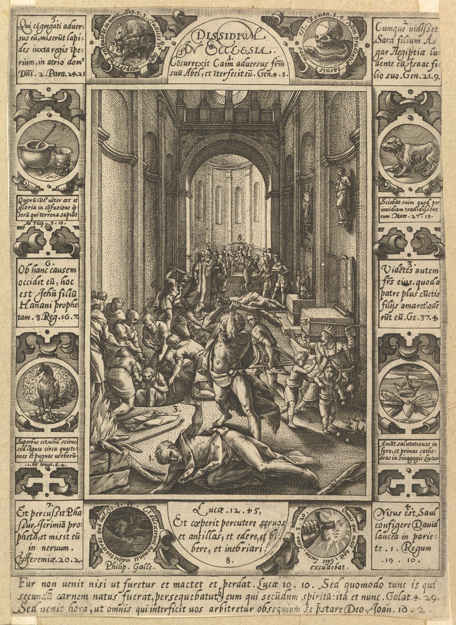 Kilisede Anlaşmazlık Kilisede Dissidium, yak. 1578 by Hendrik Goltzius