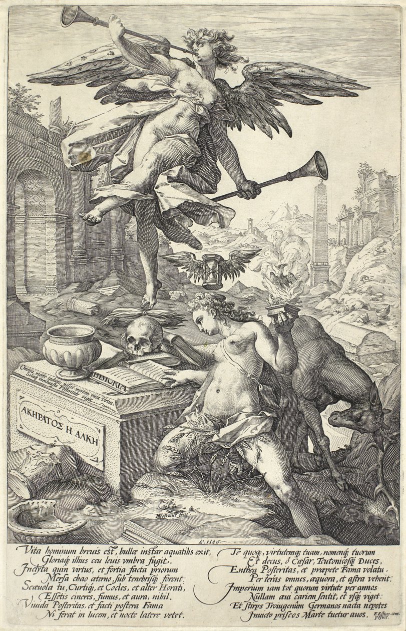 Roma Kahramanlarından Şöhret ve Tarih, 1586 by Hendrik Goltzius