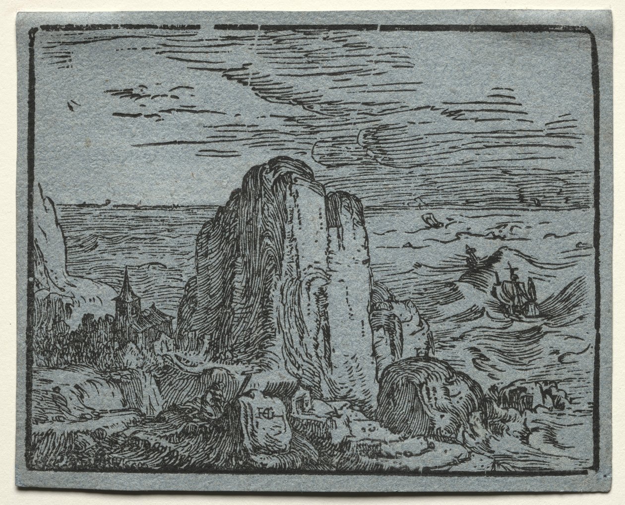 4 Manzara setinden: No.4- Deniz Kıyısında Uçurum. by Hendrik Goltzius