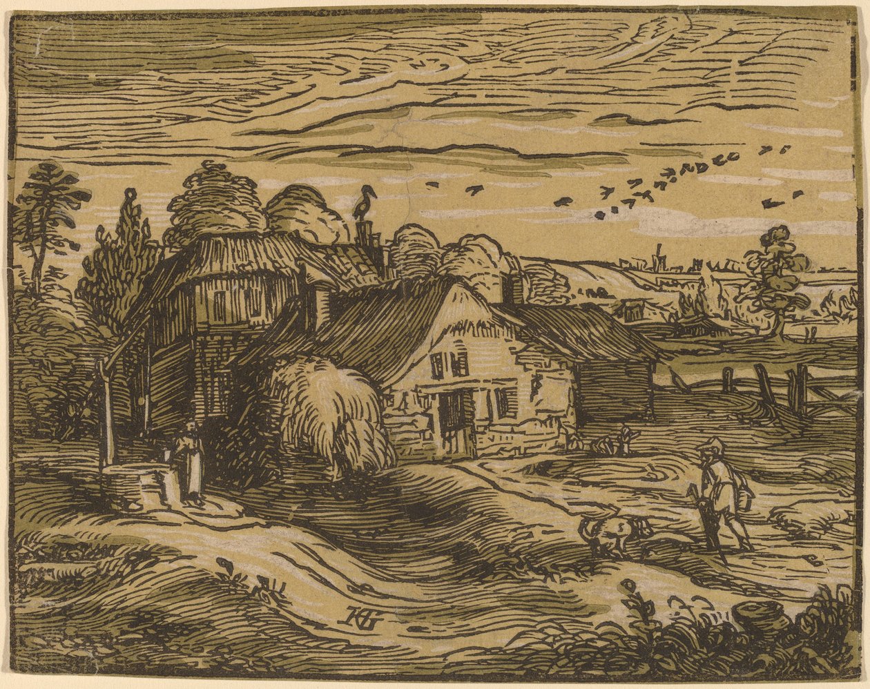 Çiftlik Evi ile Manzara by Hendrik Goltzius