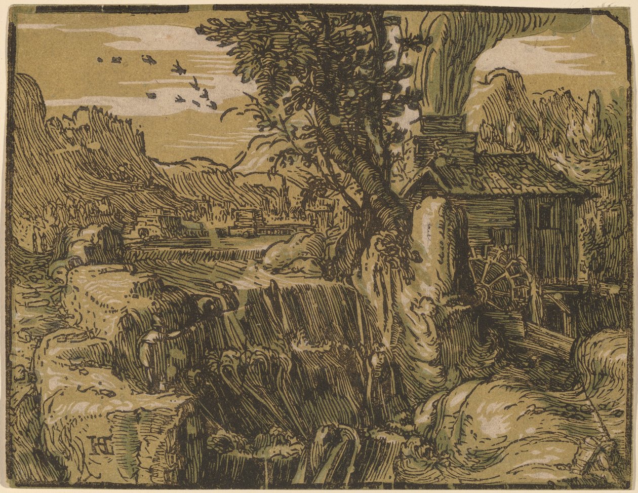 Şelaleli Manzara by Hendrik Goltzius