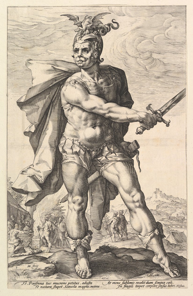 Mucius Scaevola, The Roman Heroes dizisinden, 1586. by Hendrik Goltzius