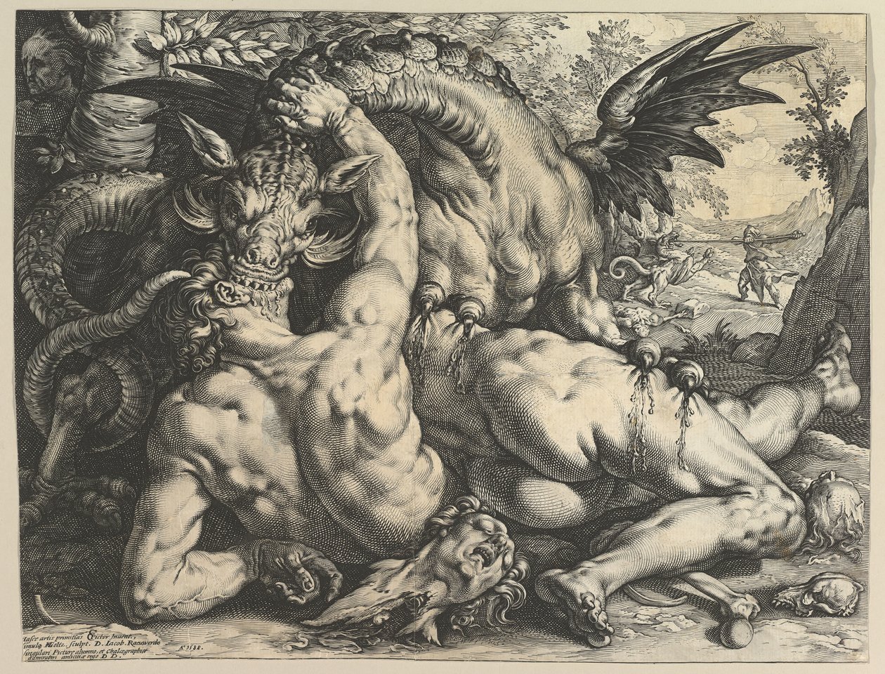 Cadmus Yoldaşlarını Yiyen Ejderha, 1588. by Hendrik Goltzius