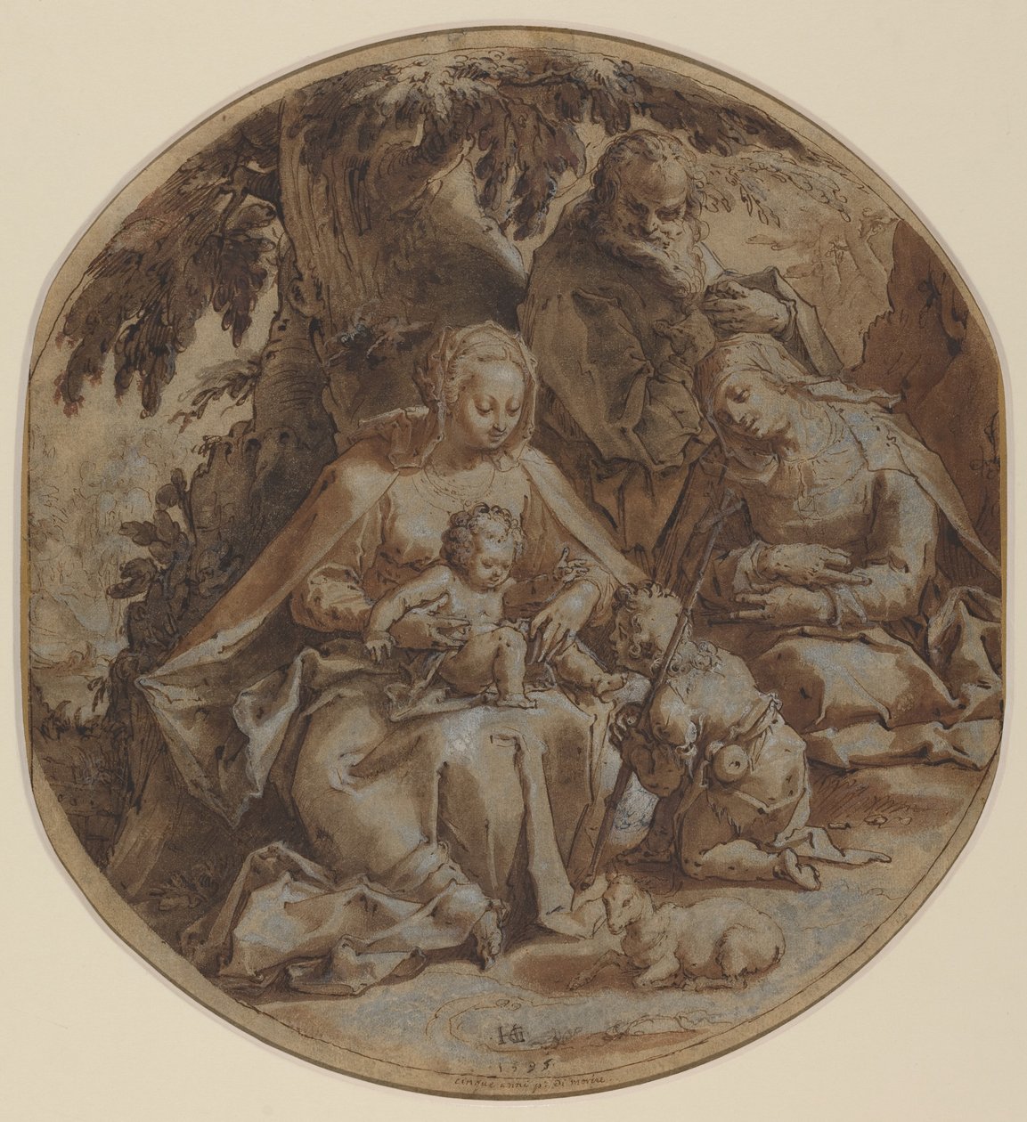 Aziz Elizabeth ve Vaftizci Yahya ile Kutsal Aile by Hendrik Goltzius