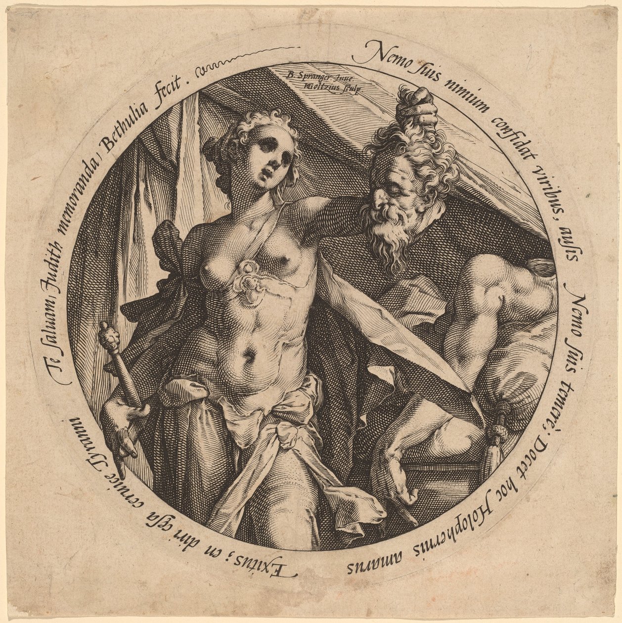 Holofernes Başkanı ile Judith by Hendrik Goltzius, after Bartholomaeus Spranger