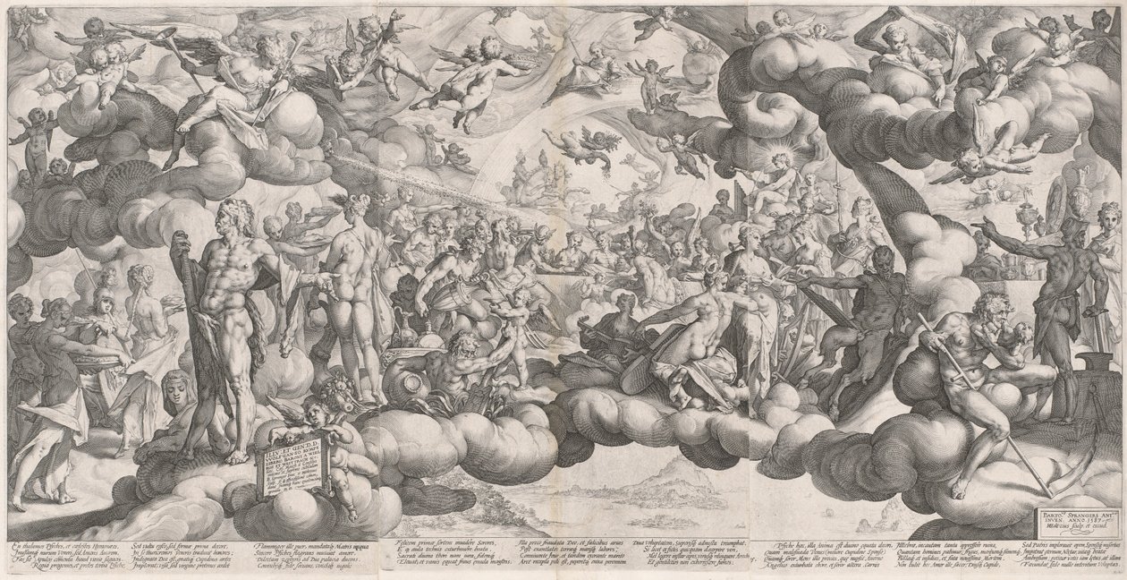 Aşk Tanrısı ve Ruhun Düğünü by Hendrik Goltzius after Bartholomaeus Spranger