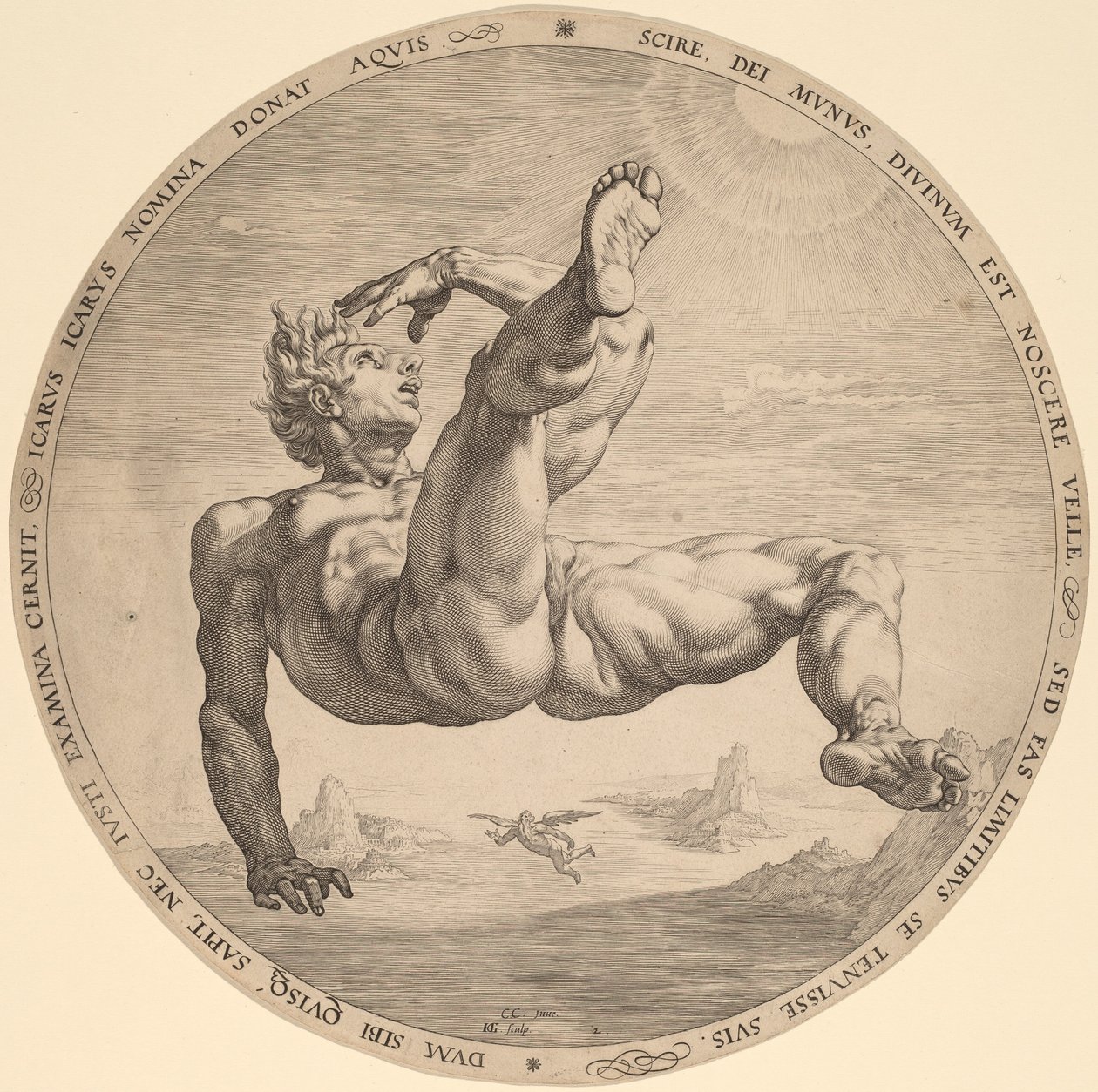İkarus by Hendrik Goltzius, after Cornelis Cornelisz van Haarlem