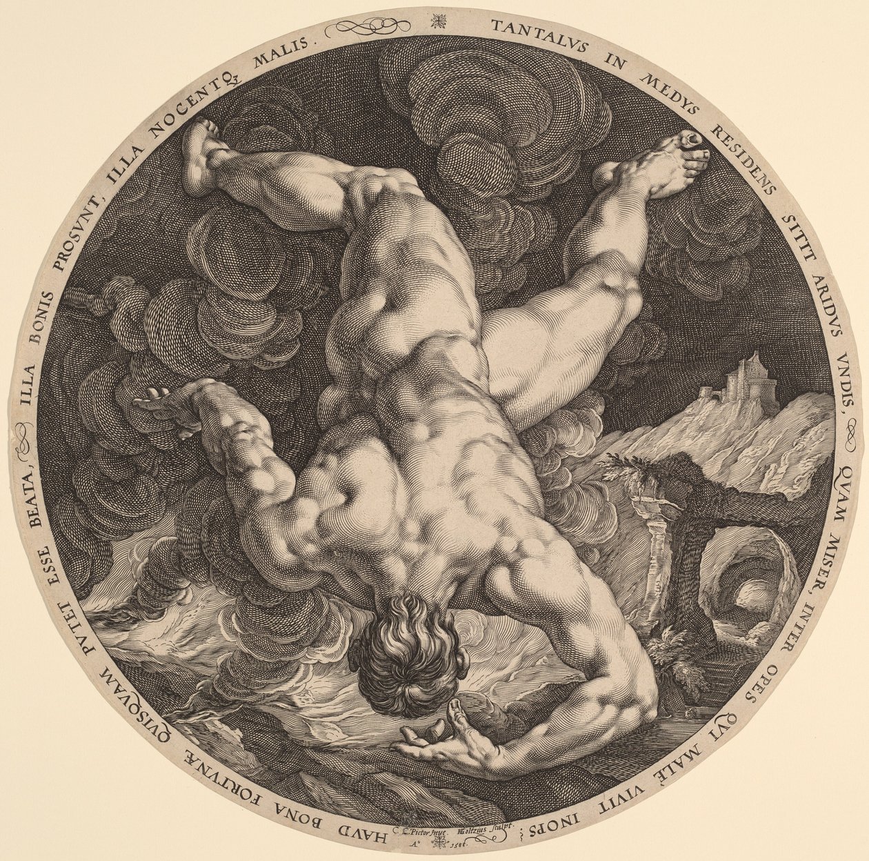 Tantalos by Hendrik Goltzius, after Cornelis Cornelisz van Haarlem