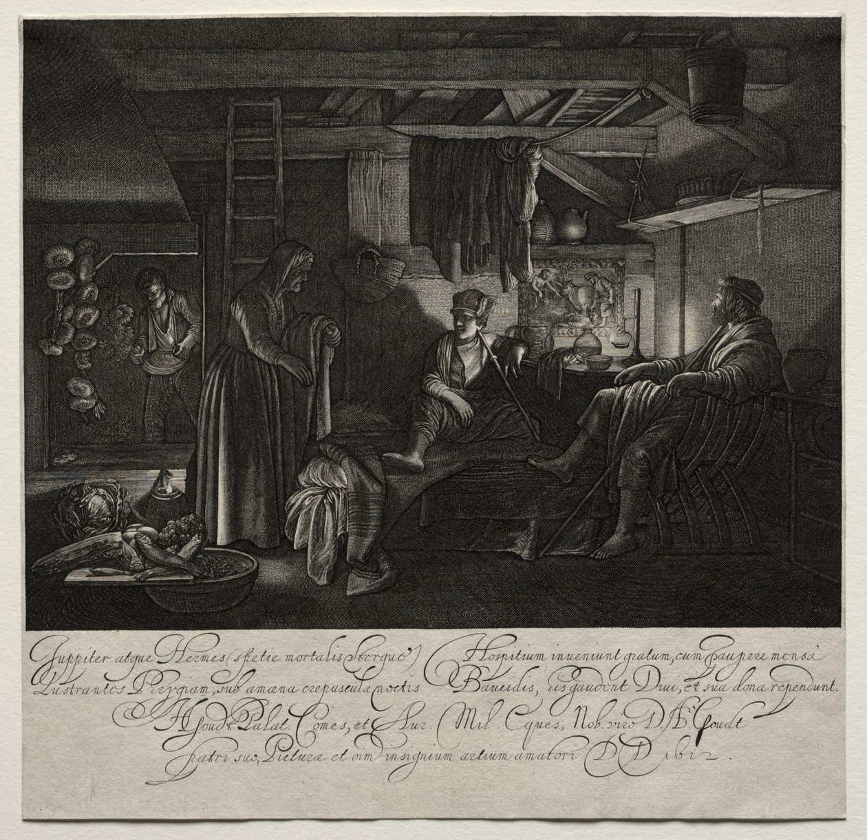 Jüpiter ve Merkür Philemon ve Baucis'in Evinde by Hendrik Goudt