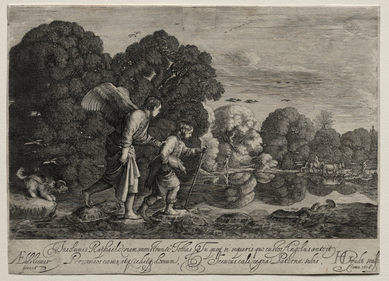Tobias ve Melek (küçük tabak) by Hendrik Goudt