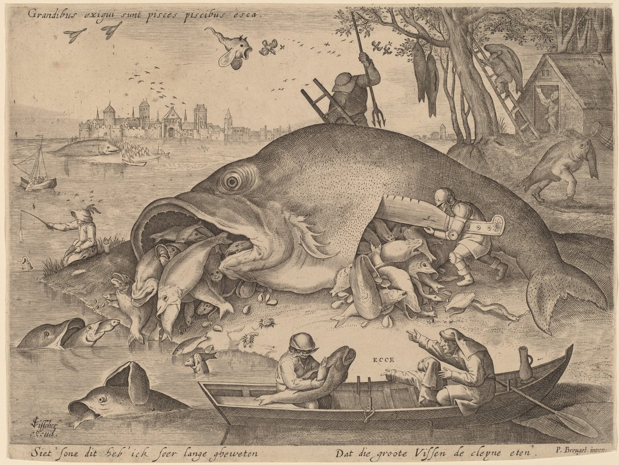 Büyük Balık Küçük Balığı Yiyor by Hendrik Hondius after Pieter Bruegel the Elder