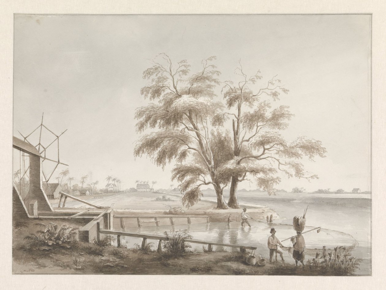 Solda kilitli bir plantasyonun görünümü by Hendrik Huygens