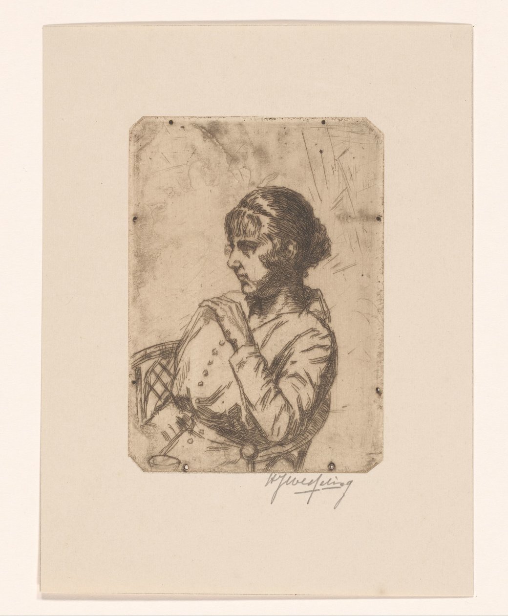 Kadın bir sandalyede by Hendrik Jan Wesseling (signed by artist)