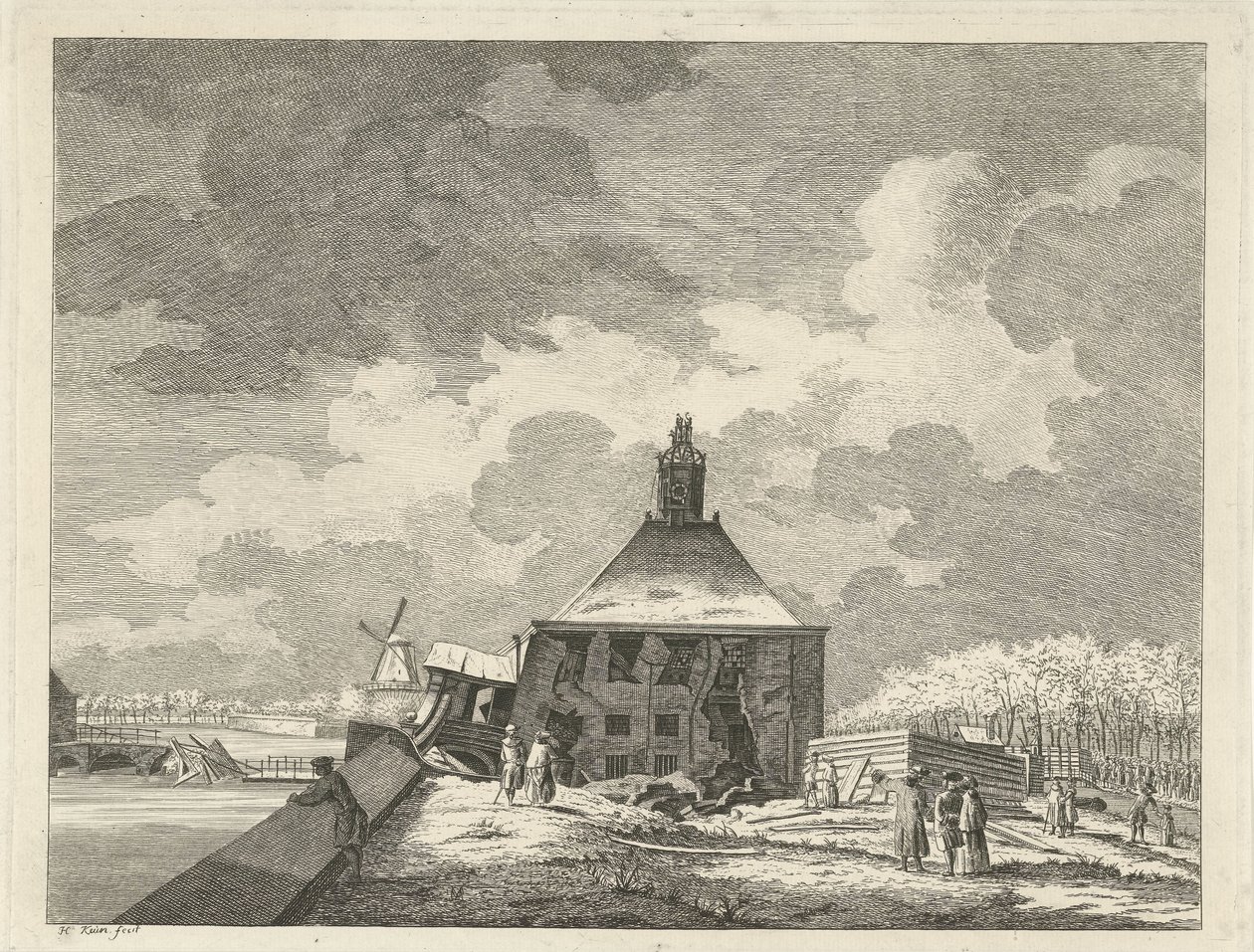 Tabyadan görülen Muiderpoort sarkması, 1769 by Hendrik Keun