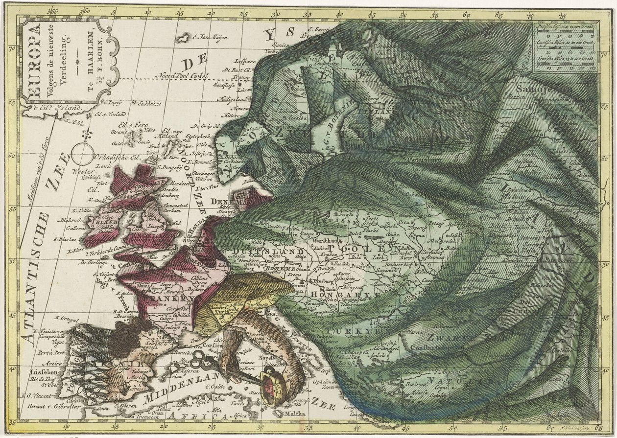 Avrupa Haritası, en son dağıtıma göre Kraliçe Avrupa olarak renklendirilmiştir (nesne üzerindeki başlık) by Hendrik Kloekhoff