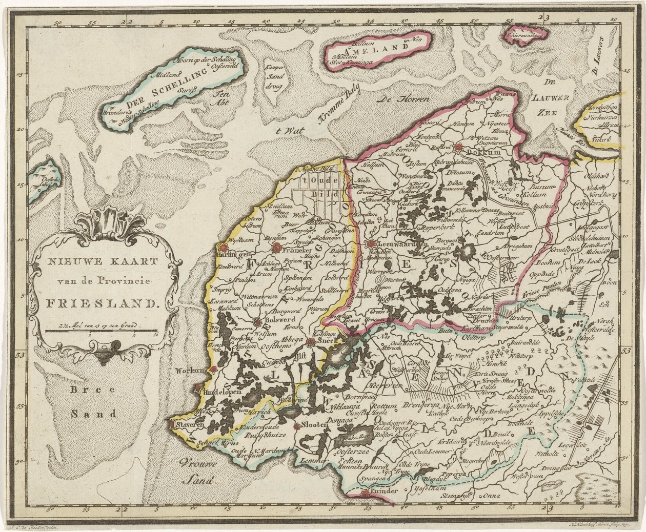Friesland Haritası Friesland eyaletinin yeni haritası (nesnedeki başlık) by Hendrik Kloekhoff