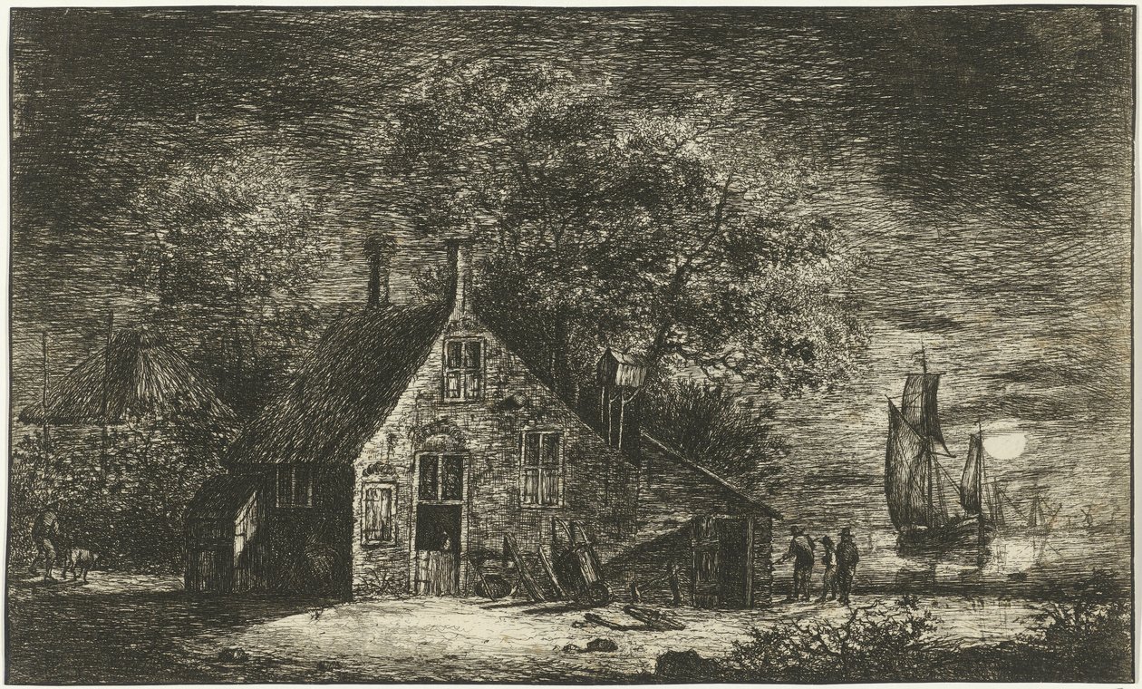 Bir nehir üzerinde çiftlik by Hendrik Kobell