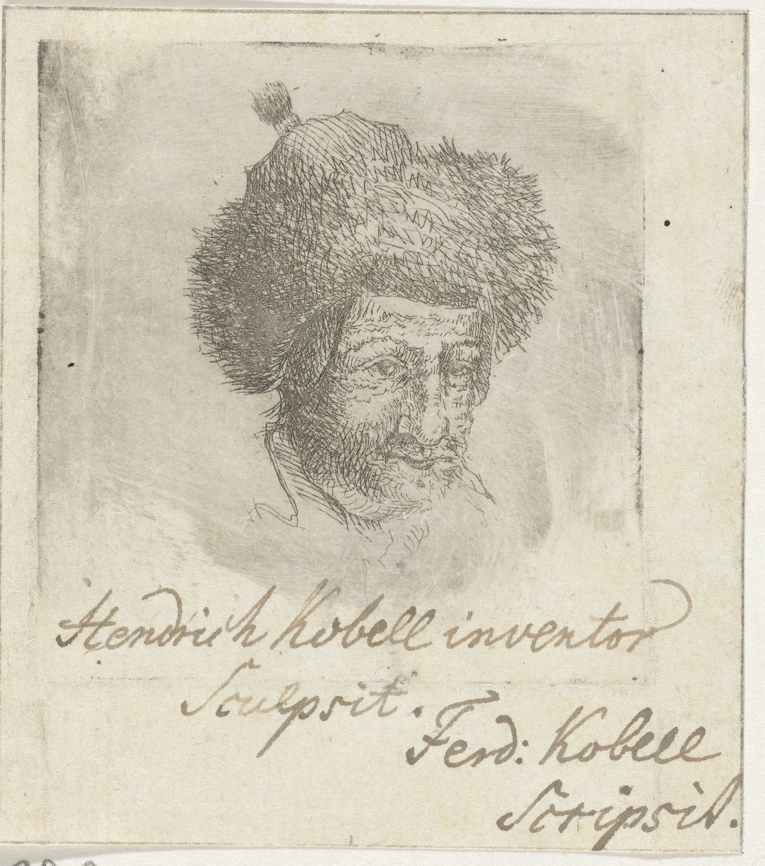 Kürk şapkalı erkek kafa by Hendrik Kobell