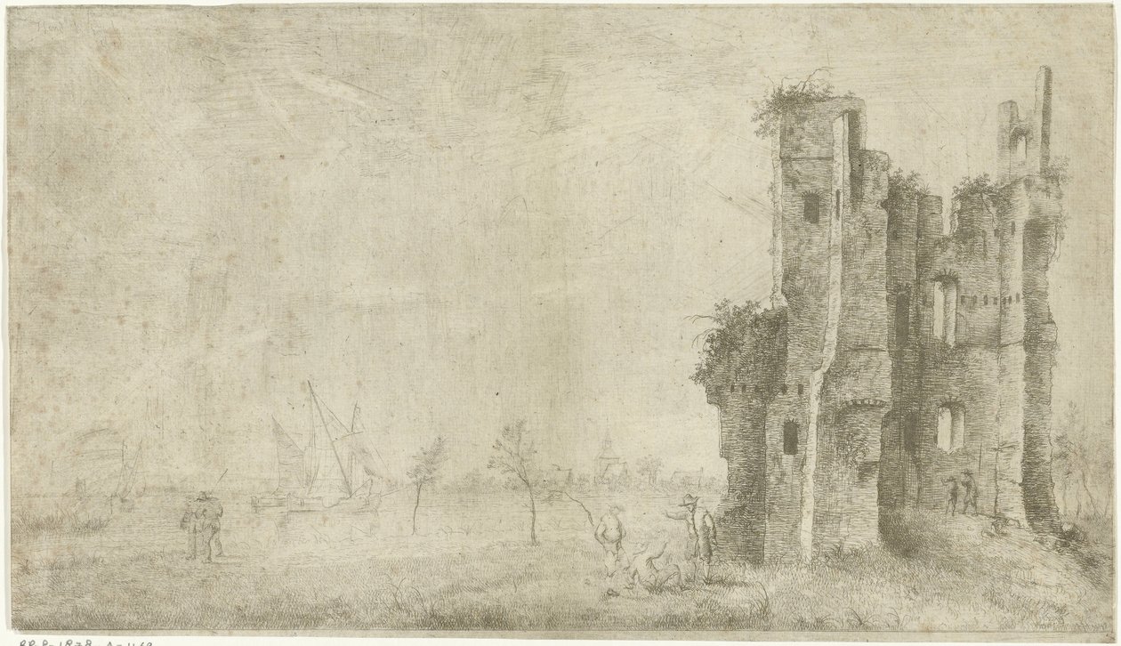 Dordrecht yakınlarındaki Huis te Merwede kalıntıları by Hendrik Kobell