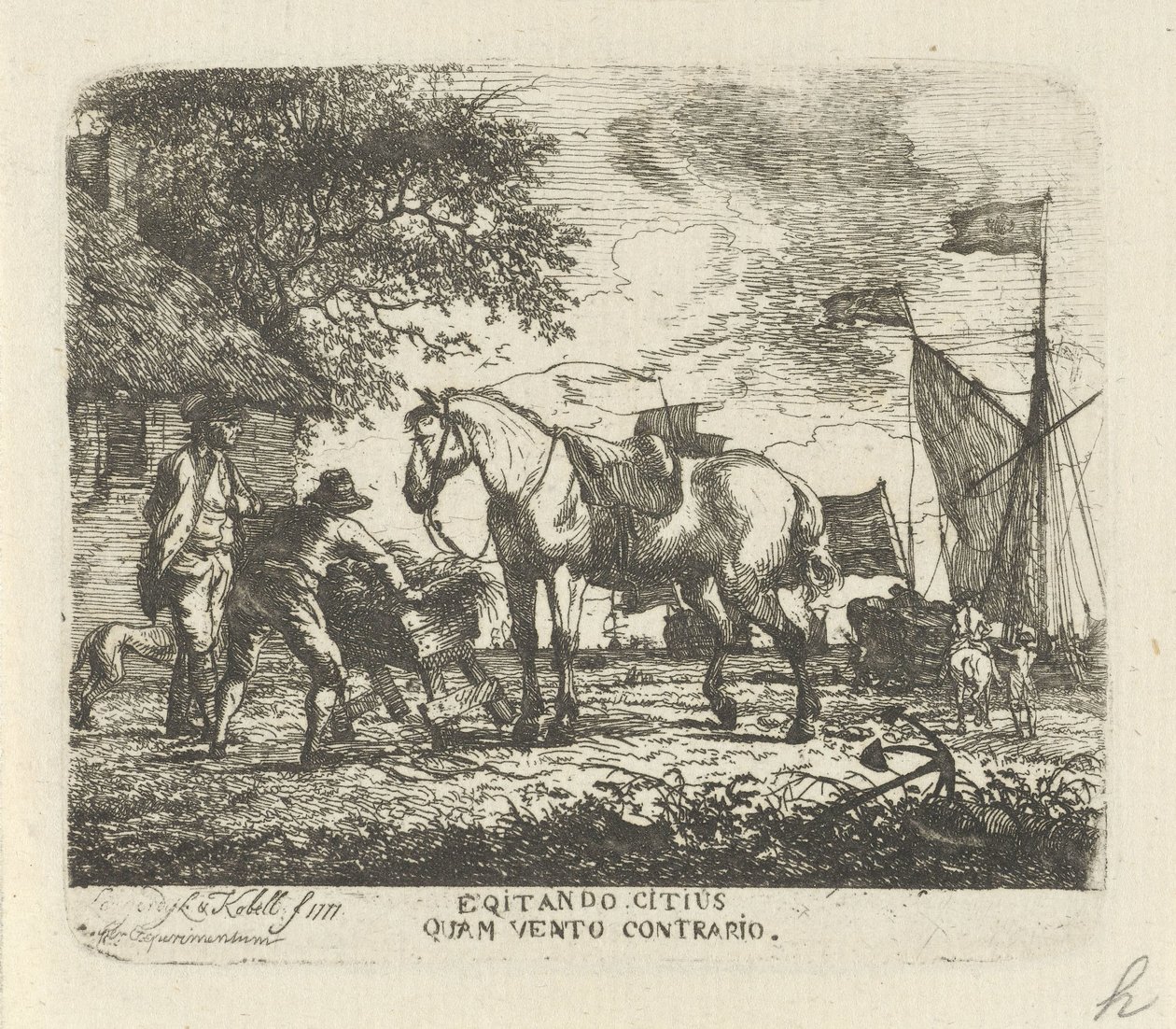 atı beslemek Egitando citius quam vento contrario (nesne üzerindeki başlık) by Hendrik Kobell