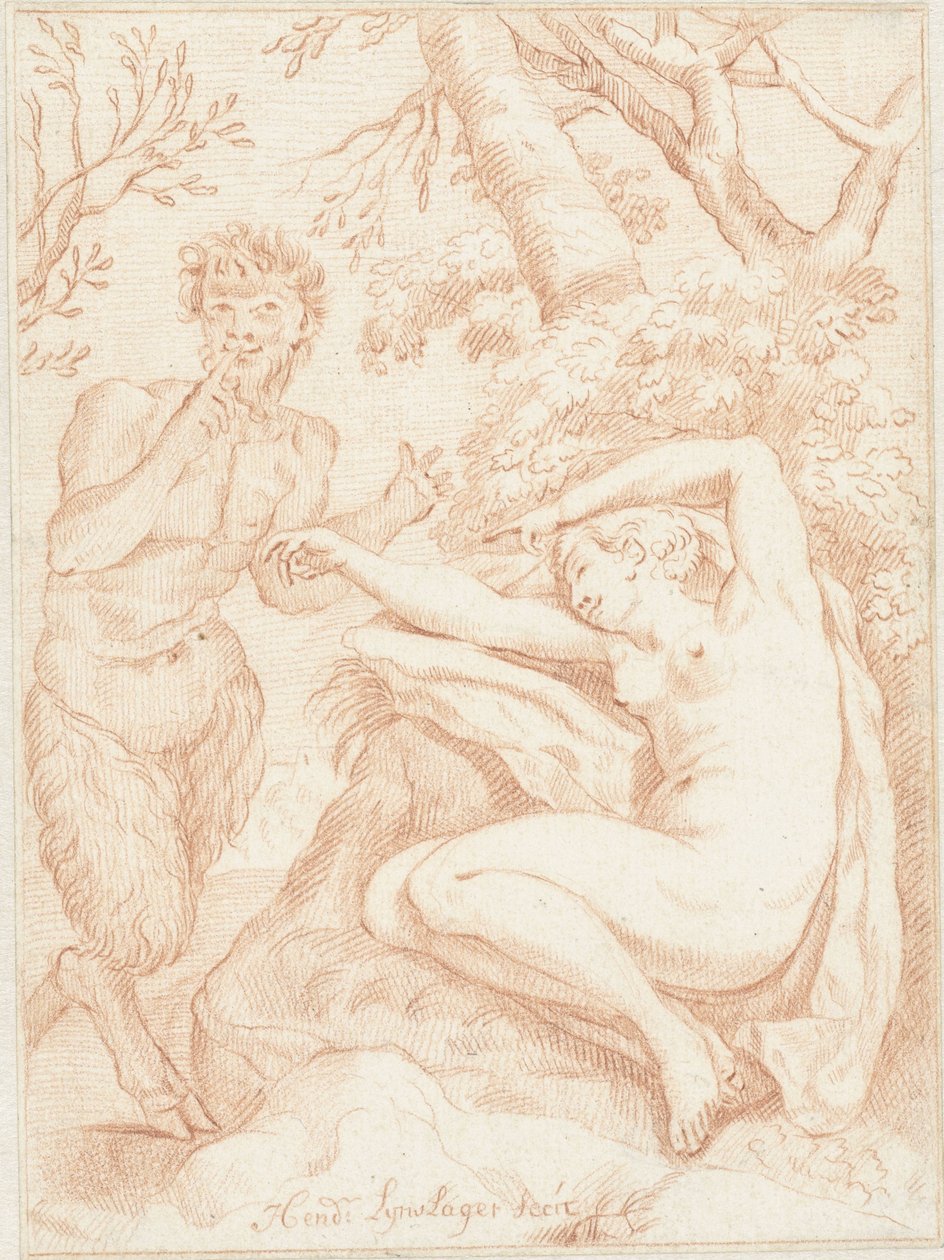 Satyr uyuyan bir periyi gözetliyor by Hendrik Lijnslager